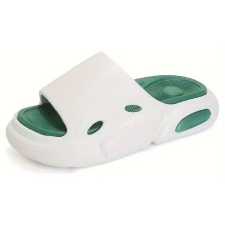 Papuci stil dama ortopedici alb cu verde, marimea 40