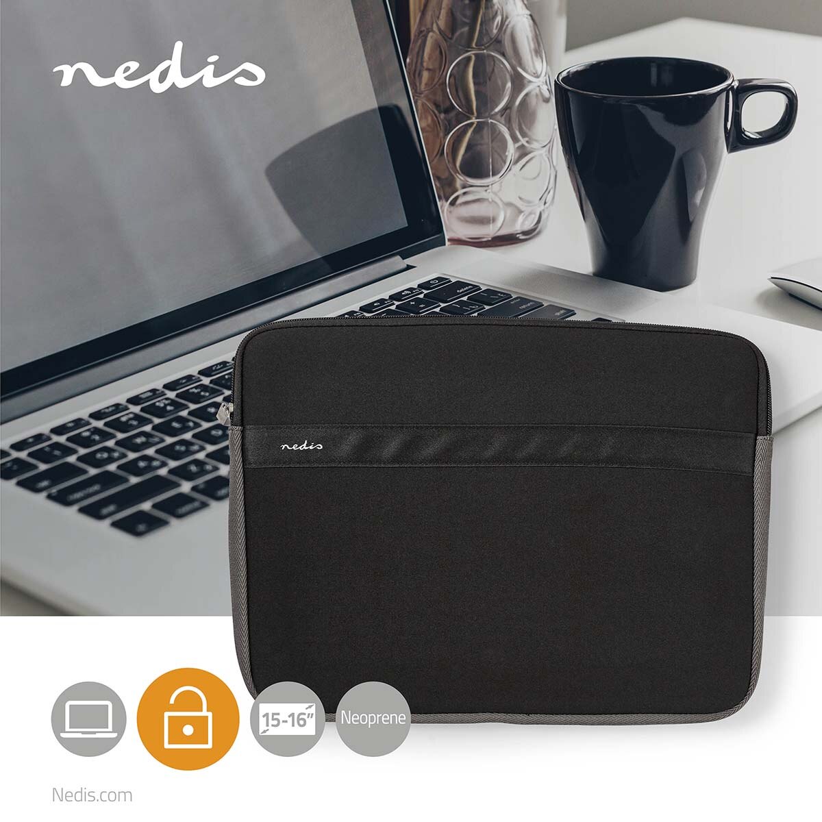 Husa laptop Nedis, 15 - 16", neopren, negru / antracit