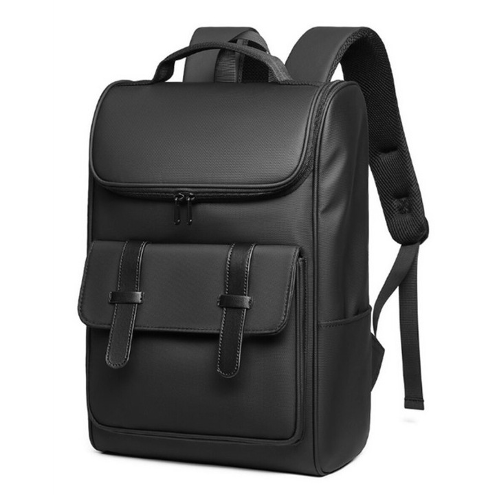 Rucsac laptop 15.6", casual business, impermeabil, ergonomic, GETICS, 29x18x43 cm, Negru