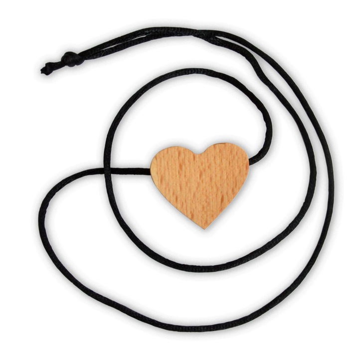 Pandantiv inima din lemn de fag natural, Natura, 3, 5x3 cm