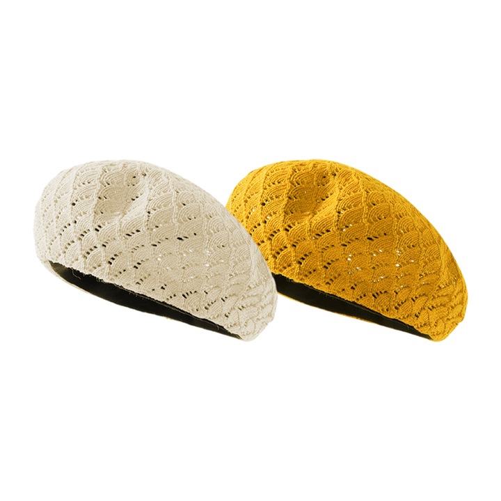 Комплект 2 дамски барети, Amrinugl, Silk, Beige/Yellow, 52-62 см