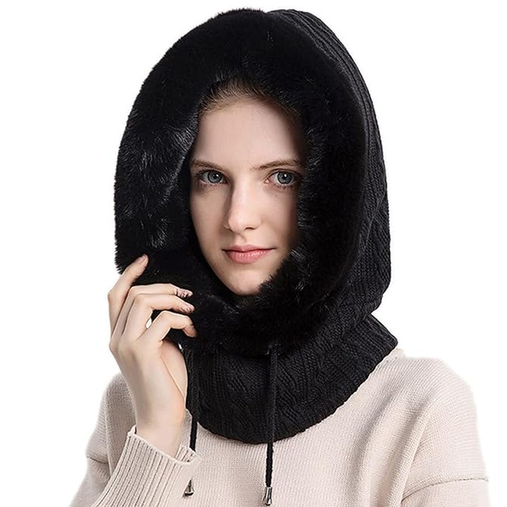 Fekete, unisex kötött téli sapka