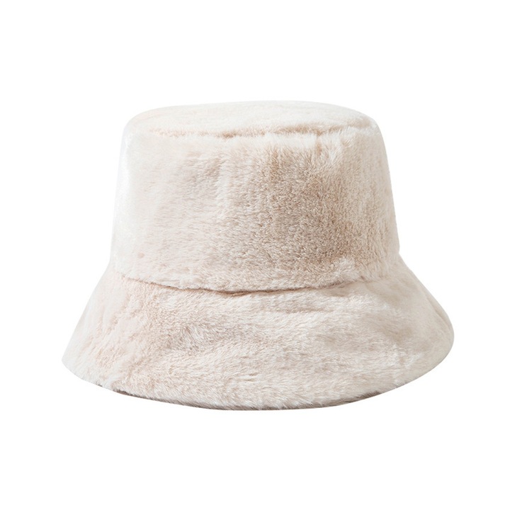 Caciula dama Jormftte, caciula de iarna din blana sintetica, alba, 56-58 cm
