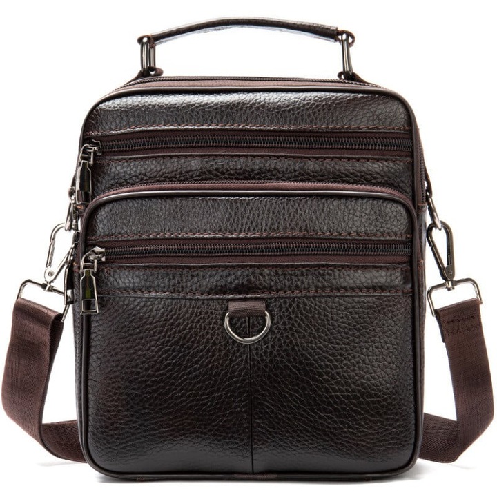 Мъжка чанта, messenger, естествена кожа, JERMYN'S Radley, 22x20x8 см, тъмнокафява