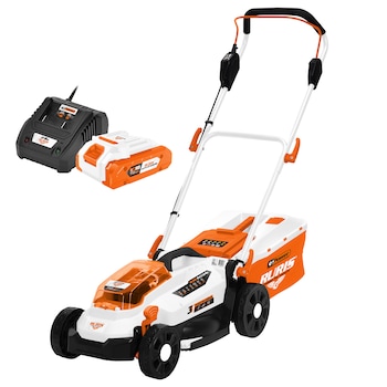 Masina de tuns gazon/iarba pe acumulator Ruris RXI3324e Power Alfa UP, latime taiere 33 cm, inaltime taiere 25 - 75 mm, motor fara perii, functie de mulcire,sac colector 30 L, include: incarcator + acumulator 20 V 4.0 Ah