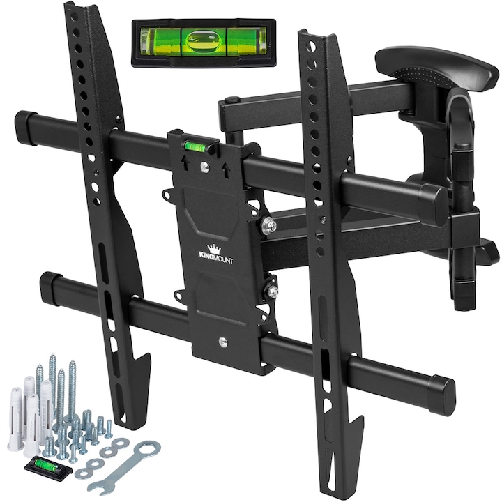 Въртяща се стойка за стена за телевизор KG-1001 King Mount, 32" - 70", 40KG, VESA 100x100 - 400x400, черна