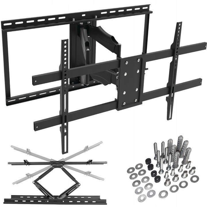Въртяща се стойка за стена за телевизор KG-1028 King Mount, 42" - 100", 45,5 кг, VESA 100x100 - 400x400, черен