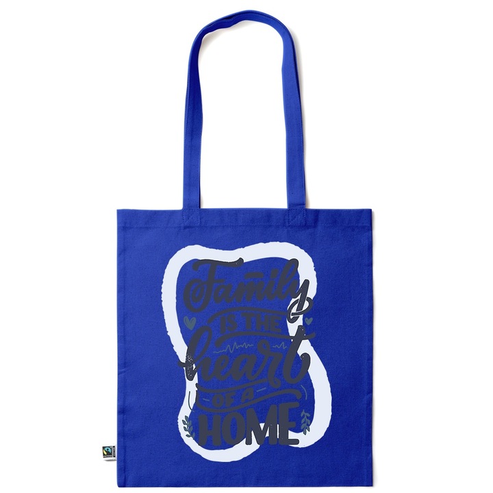 Go For It Shopper fazonú pamut táska mintával, Heart Of A Home, 38×42cm, Sötétkék, AB-KI32