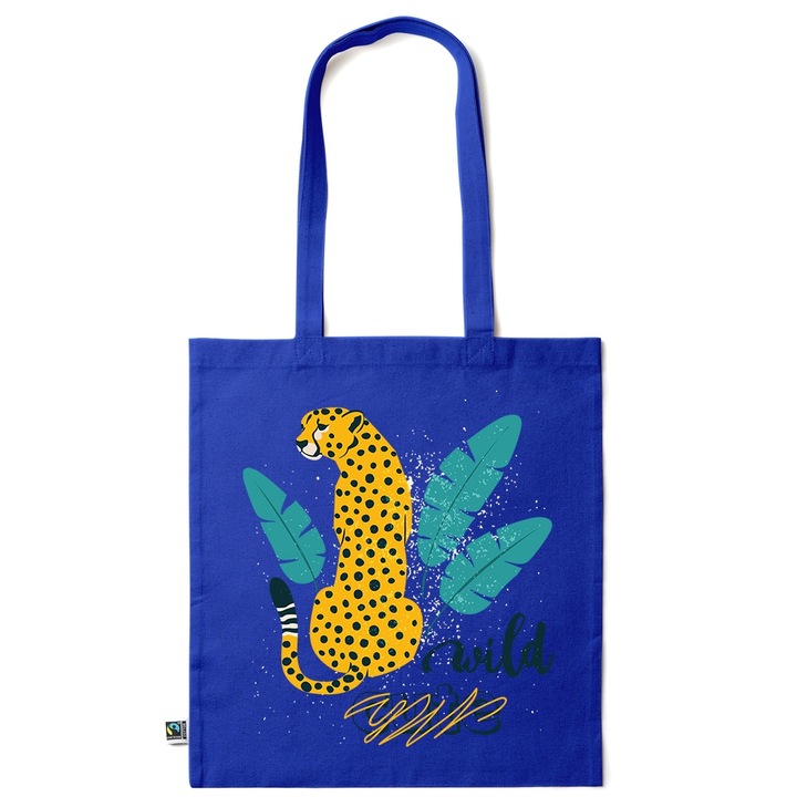Go For It Shopper fazonú pamut táska mintával, Wild, 38×42cm, Sötétkék, AB-KI39