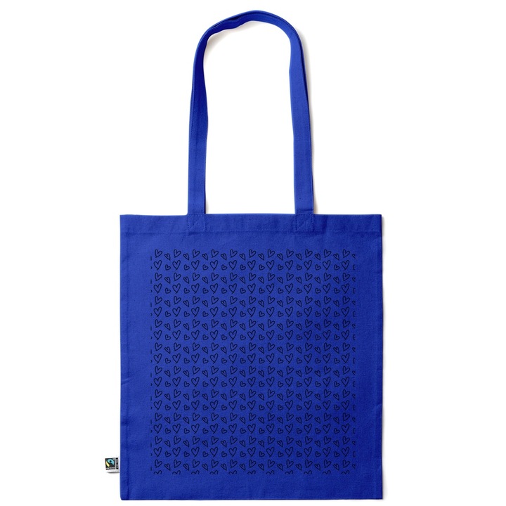 Go For It Shopper fazonú pamut táska mintával, Minimalist Heart, 38×42cm, Sötétkék, AB-KI54