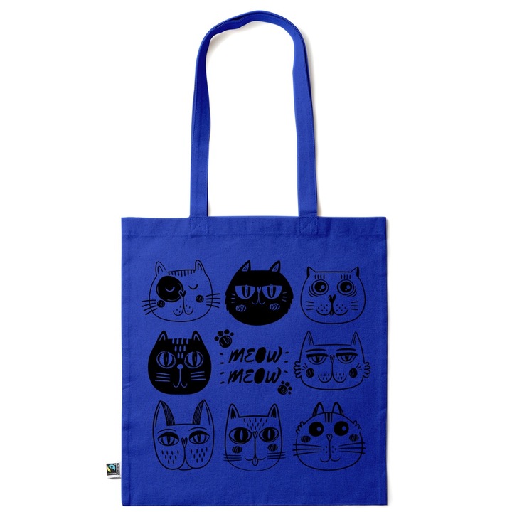 Go For It Shopper fazonú pamut táska mintával, Cars B&W, 38×42cm, Sötétkék, AB-KI55