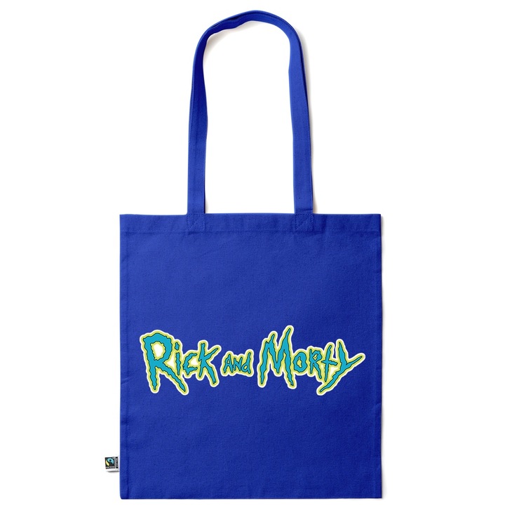 Еко чанта от памук с дизайн Рик и Морти от Intelli®, Тъмносин, 38 x 42 cm