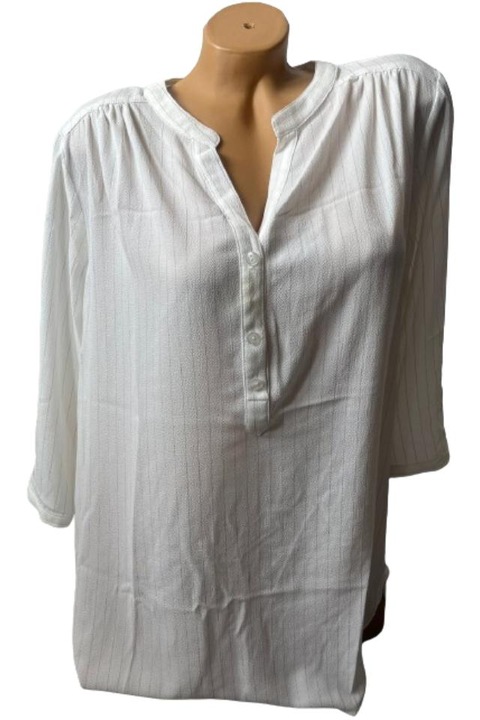 Fehér női tunika fazonú ing arany-metál applikációkkal, 46-os méret, poliészter