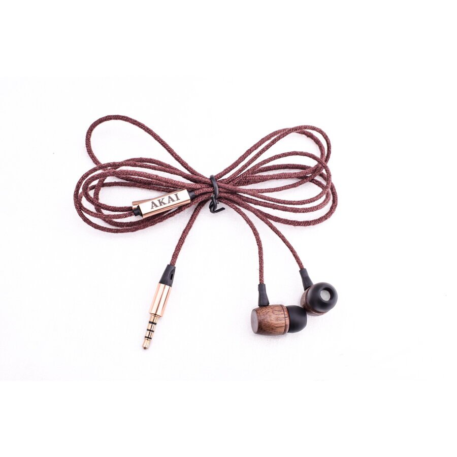 Casti In-Ear Akai BTE-W200F, Jack 3.5 mm, Microfon, Bambus