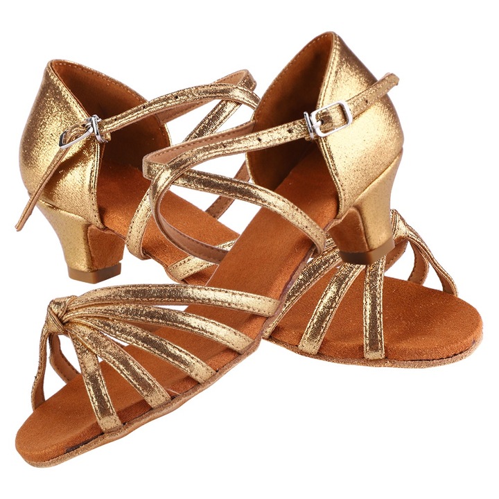 Pantofi de dans pentru fete, QttvbTna, piele naturala, auriu, 28 EU