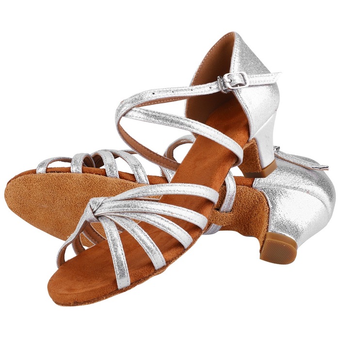 Pantofi de dans pentru fete, QttvbTna, piele, argintiu, 29 EU