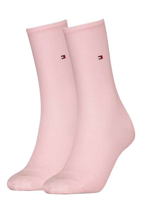 Tommy Hilfiger, Set de sosete lungi cu logo - 2 perechi, Roz pal