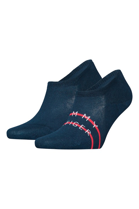 Tommy Hilfiger, Set de sosete foarte scurte in dungi - 2 perechi, Rosu/Bleumarin, 39-42