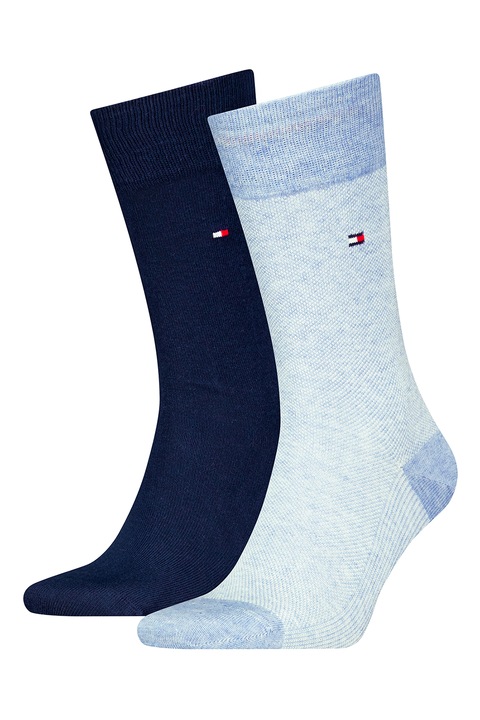 Tommy Hilfiger, Set de sosete lungi uni - 2 perechi, Albastru glaciar/Bleumarin
