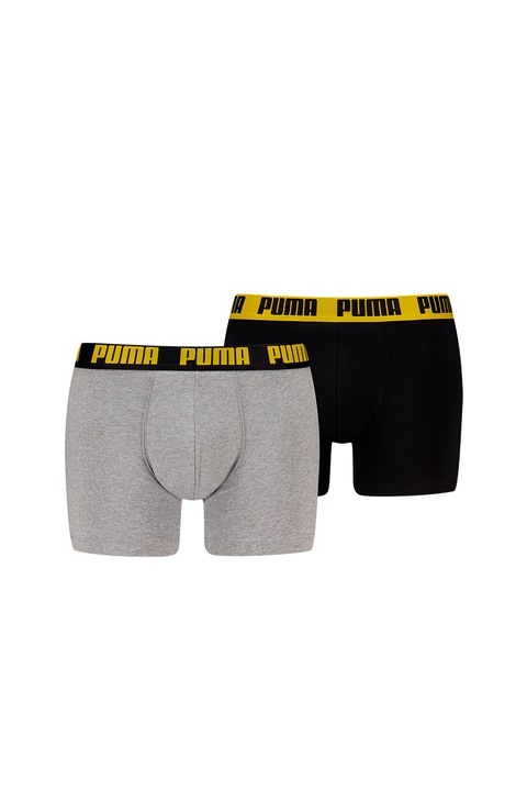 Puma, Set de boxeri cu banda logo in talie - 2 perechi, Gri