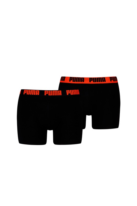 Puma, Set de boxeri cu banda logo in talie - 2 perechi, Negru