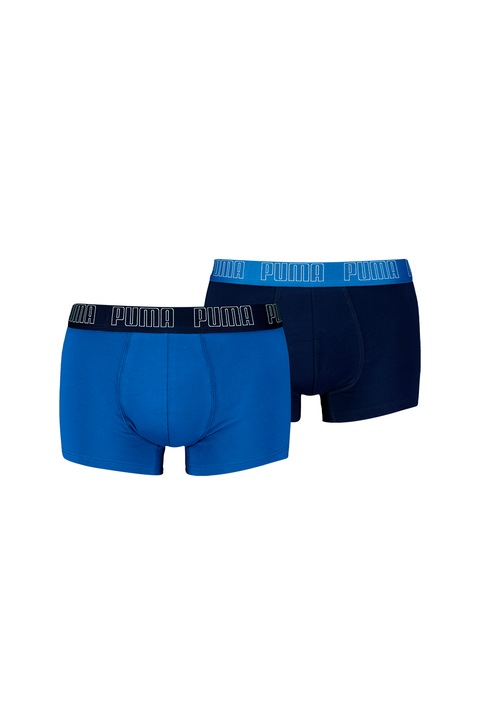 Puma, Set de boxeri cu banda logo in talie - 2 perechi, Albastru royal, Bleumarin, M