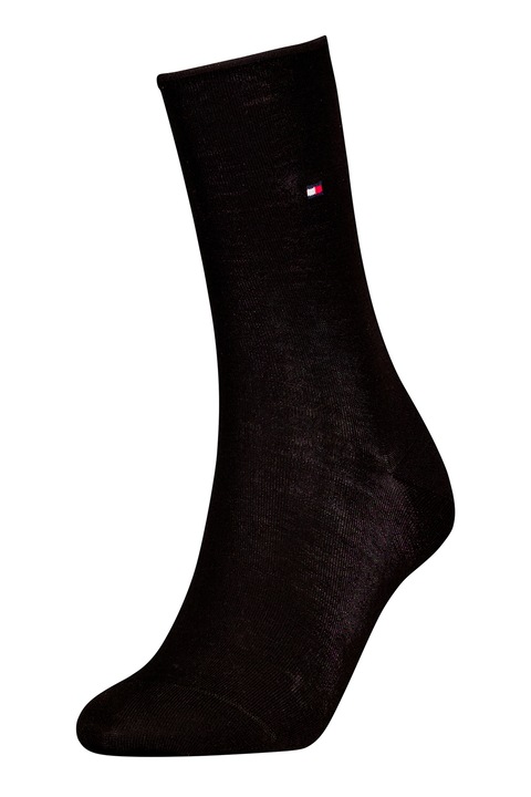 Tommy Hilfiger, Sosete lungi din amestec de lana si lyocell, Negru