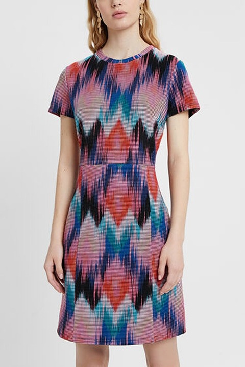Rochie Desigual Psicodelic, imprimeu geometric, Multicolor, Multicolor