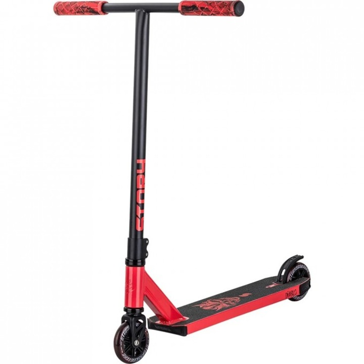 Trotineta trick Story Diablo, roti 100mm, greutate 3.2kg, rosu/negru, dimensiune platforma 49.5x11.5cm