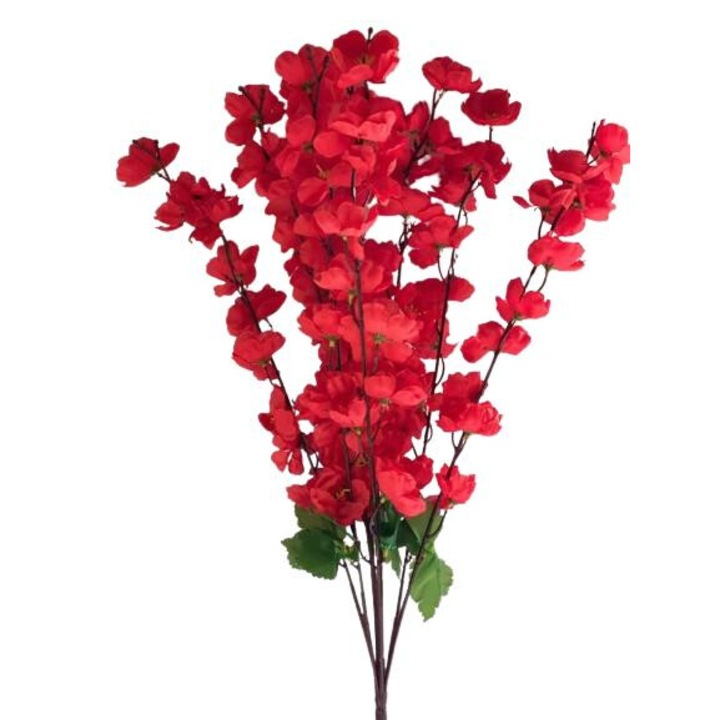 Művirág csokor, 9 db alma virág szár, 59 cm, piros