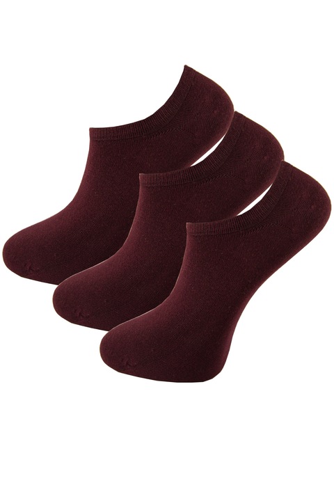 Set 3 perechi Sosete Scurte din Bambus pentru sneakers, Newtone, SNB05, Fara cusatura, Model Uni, Bordo, 41- 43 EU
