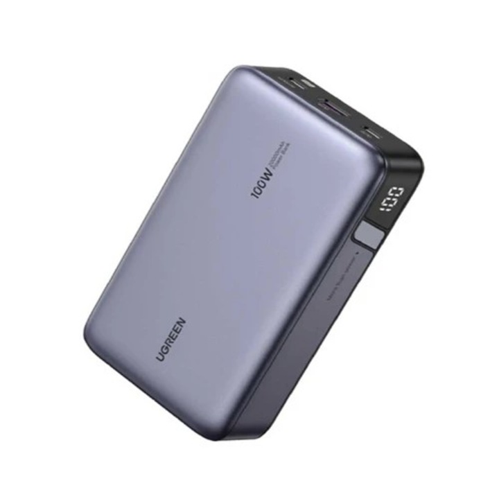 Външна батерия Ugreen "PB720", 20000mAh, 100W, 1 x USB Type-C вход, 2 x USB Type-C изход, 1 x USB изход, сива