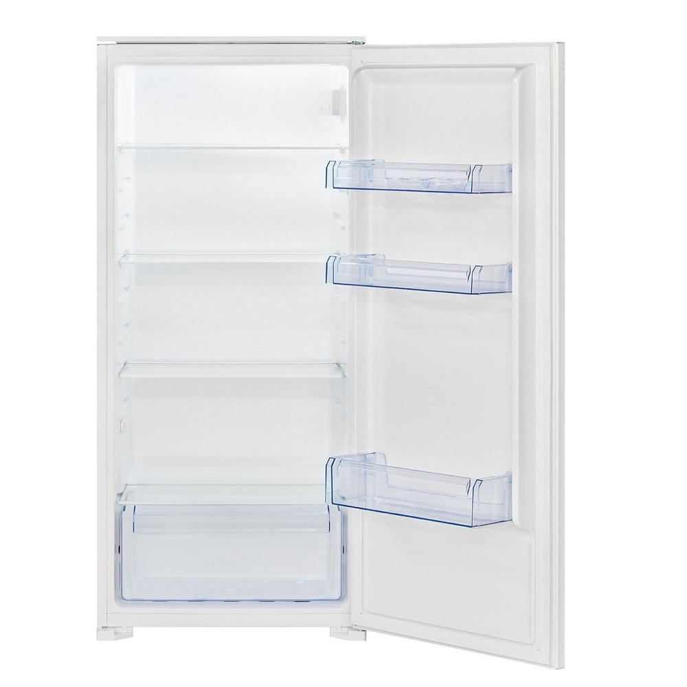 Frigider incorporabil Bomann, VSE7811W, H 122 cm, volum 199 litri, consum redus, functie SMART control temperatua, 4 rafturi sticla securizata, 3 rafturi pe usa, iluminat interior LED, compartiment legume/fructe, dezghetare automata, alb