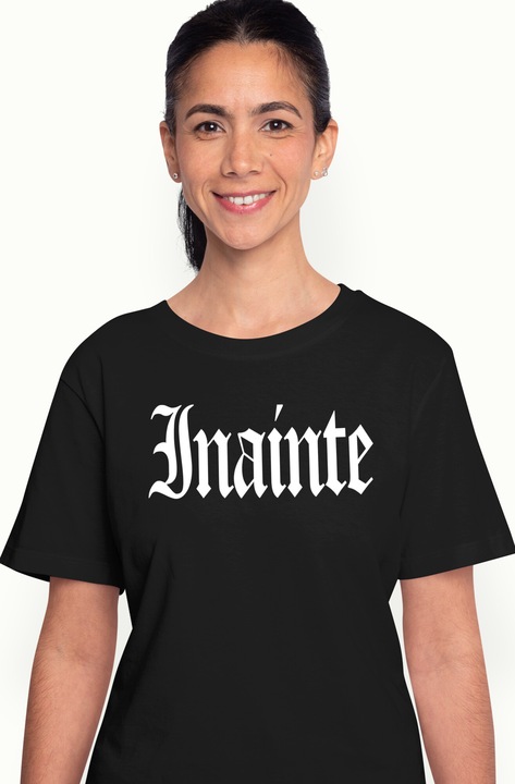 Női póló Forward, Motivációs üzenet, Szó, Inspiráló szöveg, Öngondoskodás, Nyomtatás elöl, 100% pamut, Fekete, XS