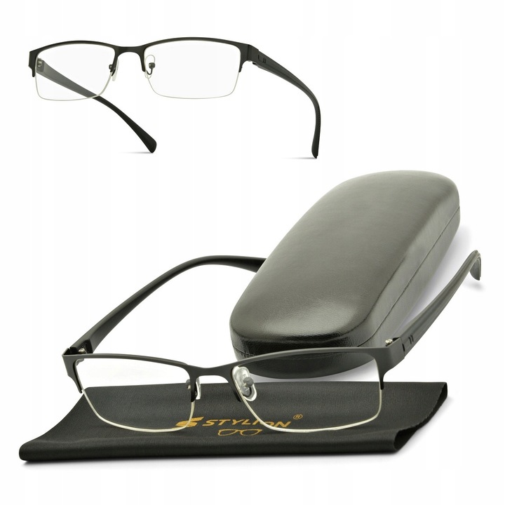 Ochelari de lectura Stylion ST329, unisex, corectie pozitiva, negri, eleganti, cu lentile rezistente la zgarieturi, pentru citit si vedere clara, protectie confortabila, design modern, ideali adulti, barbati, femei, dimensiuni 55x17x140mm