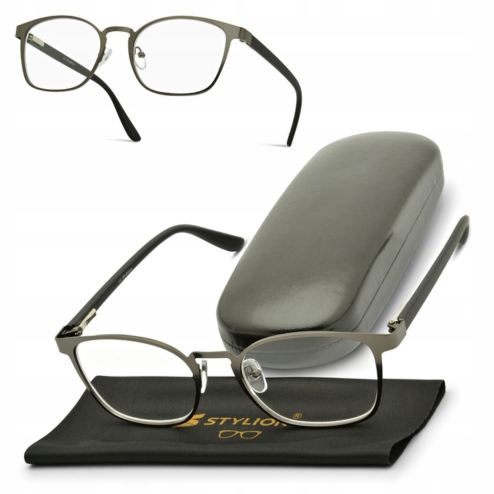 Ochelari de lectura Stylion unisex, flexibili, cu lentile de precizie antireflex, dioptrii disponibile de la +1.00 la +3.50, ideali pentru citit, barbati si femei, rama usoara grafit, durabila, cu etui elegant si laveta de curatare incluse