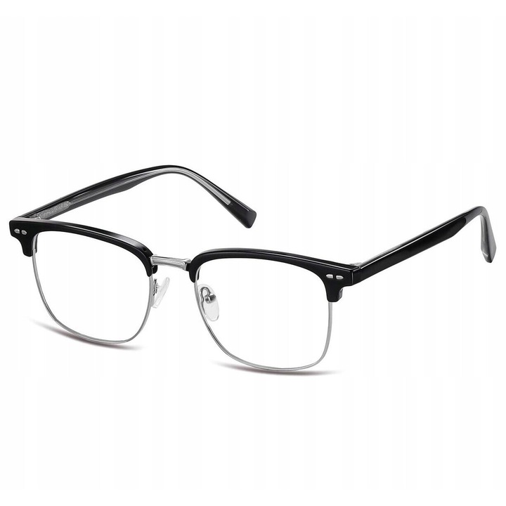 Ochelari de vedere unisex, Sunoptic 886, polirame ovale, schimbare lentile, negru-argintiu, 53x19x148mm