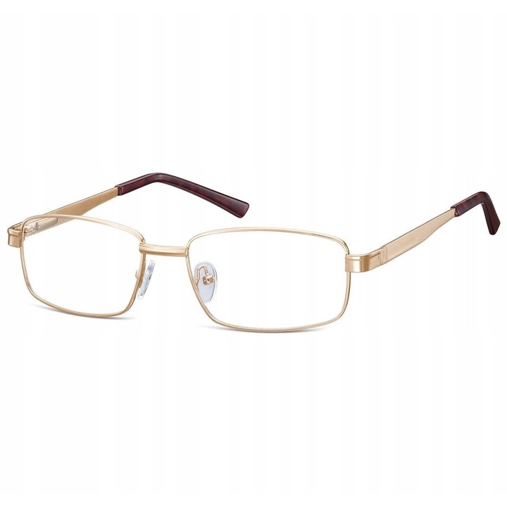 Ochelari de vedere Sunoptic 639B, rama metalica aurie, lentile transparente, 55x17x137mm, pentru barbati, set cu etui si servetel