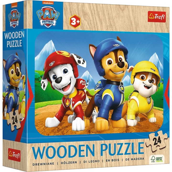 Puzzle 24 db, Trefl, Fa, Paw Patrol modell, Többszínű