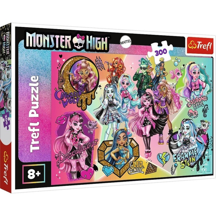 Пъзел 300 части, Trefl, Картон, С модел Monster High, Многоцветен