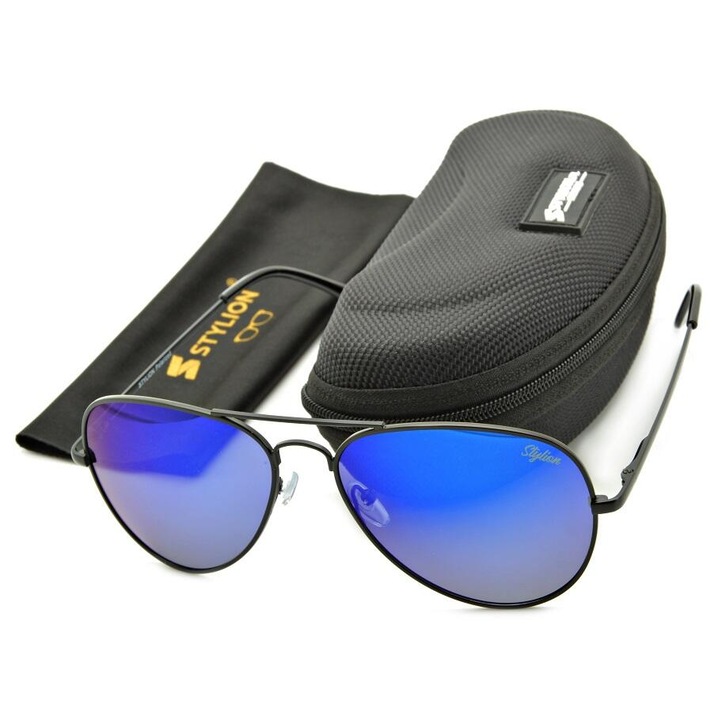 Ochelari de soare, Stylion, aviator, polarizati, negru, 58x15x145mm