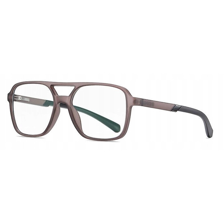 Ochelari de vedere Stylion, filtru profesional Blue Light anti-lumina albastra, tip pilot/aviator, unisex, protectie ochi PC/monitor/gaming/telefon, cadru maro, lentile clare anti-reflex, dimensiuni 54x17x140mm, reduc oboseala vizuala