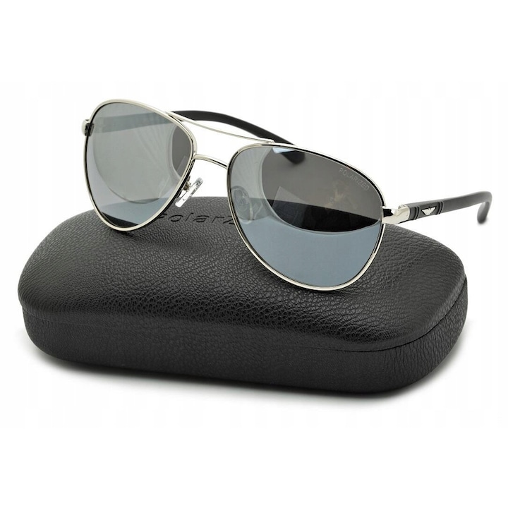 Ochelari de soare tip aviator polarizati, cu efect de oglinda, unisex, protectie UV400, barbati