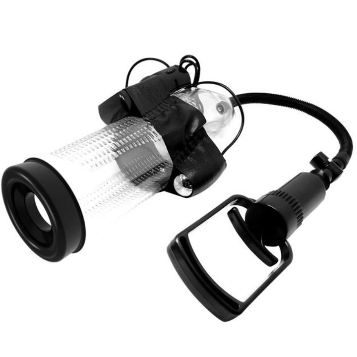 Помпа за ерекция Pretty Love, С вибрации, Многофункционална, Прозрачна