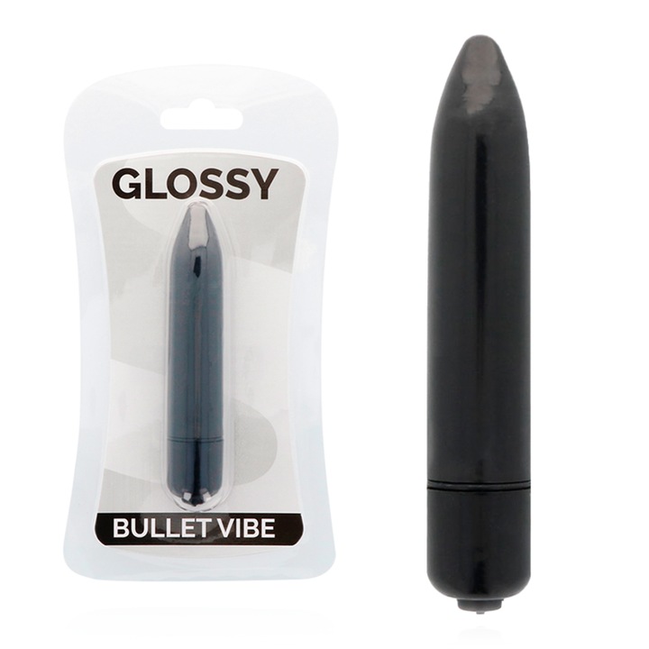 Vibrator GLOSSY Thin Vibe, rezistent la apa, 87x18mm, negru