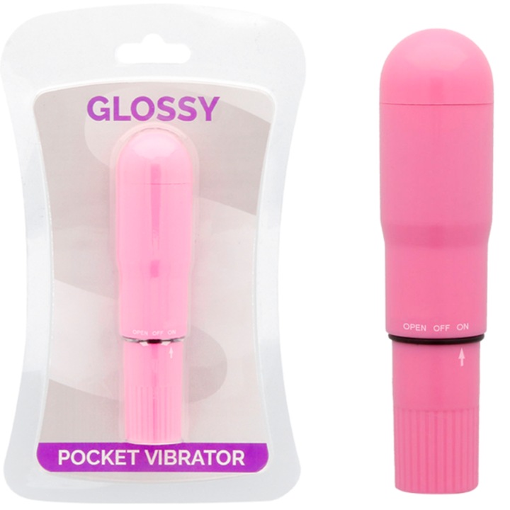 Vibrator de buzunar GLOSSY Deep Rose, rezistent la apa, 107x25mm