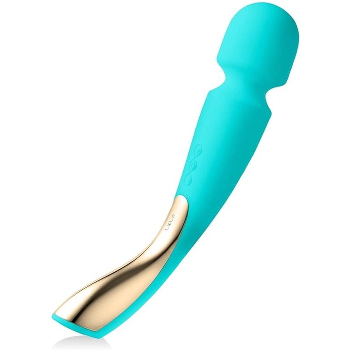 Masajer corporal, Lelo, SMART WAND 2, 10 moduri de vibratie, silicon extra-moale, verde aqua