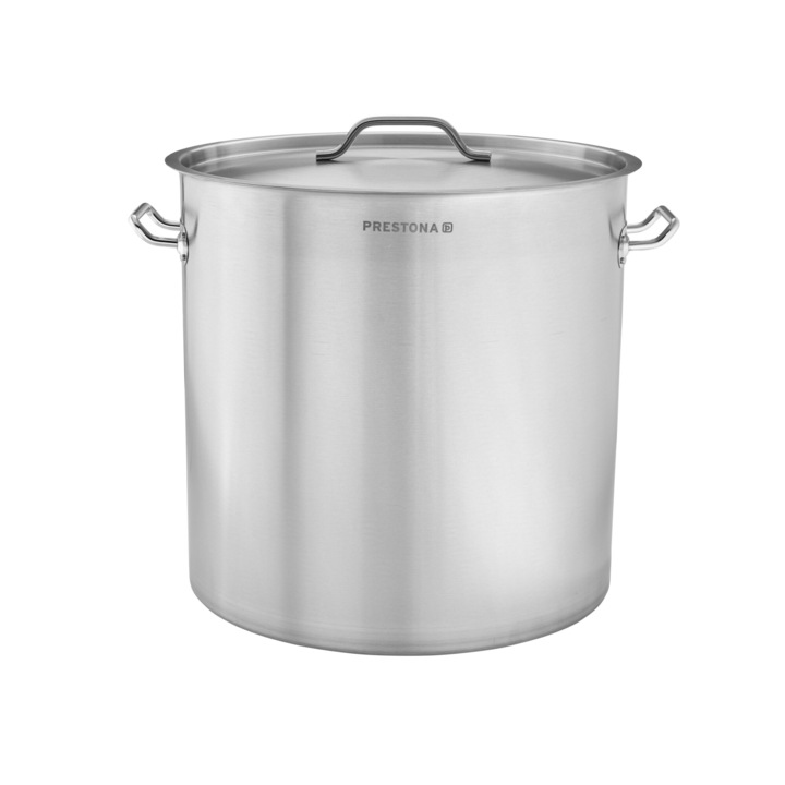 Oala inalta cu capac, inductie, PRESTONA, 55 cm, 130 l, otel inoxidabil, fund tip sandwich, manere care stau racite, rezistenta la caldura, aragaz, aragaz electric, otel inoxidabil
