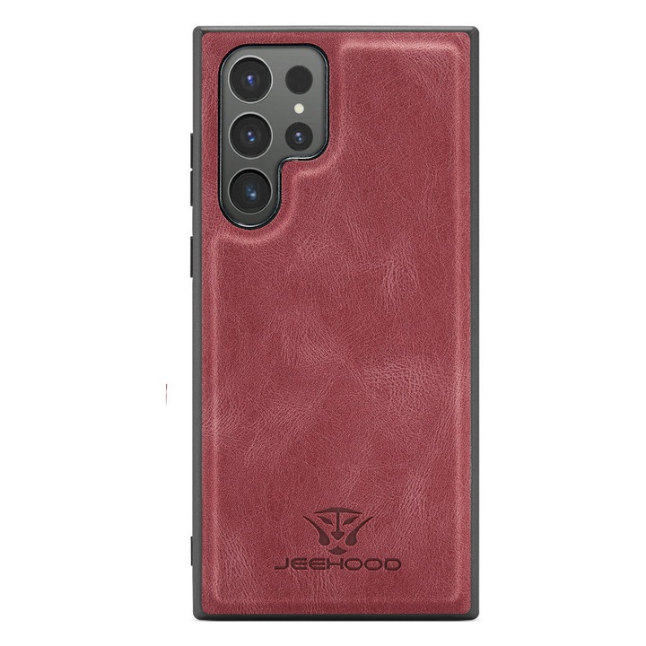 Калъф за Samsung Galaxy S25 Ultra, CaseMe, мека текстурирана кожа, back cover, червен