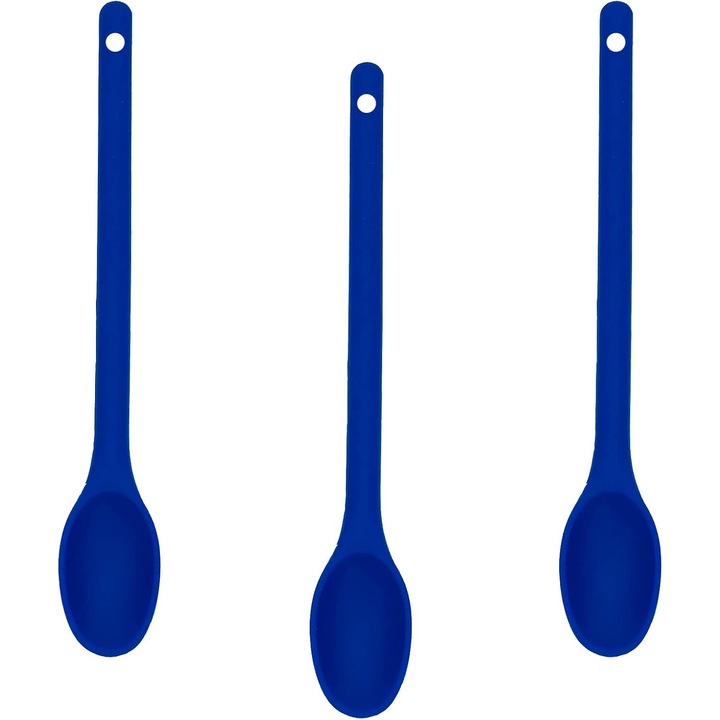 Set 3 linguri din silicon, rezistente la caldura, non-adezive, albastre